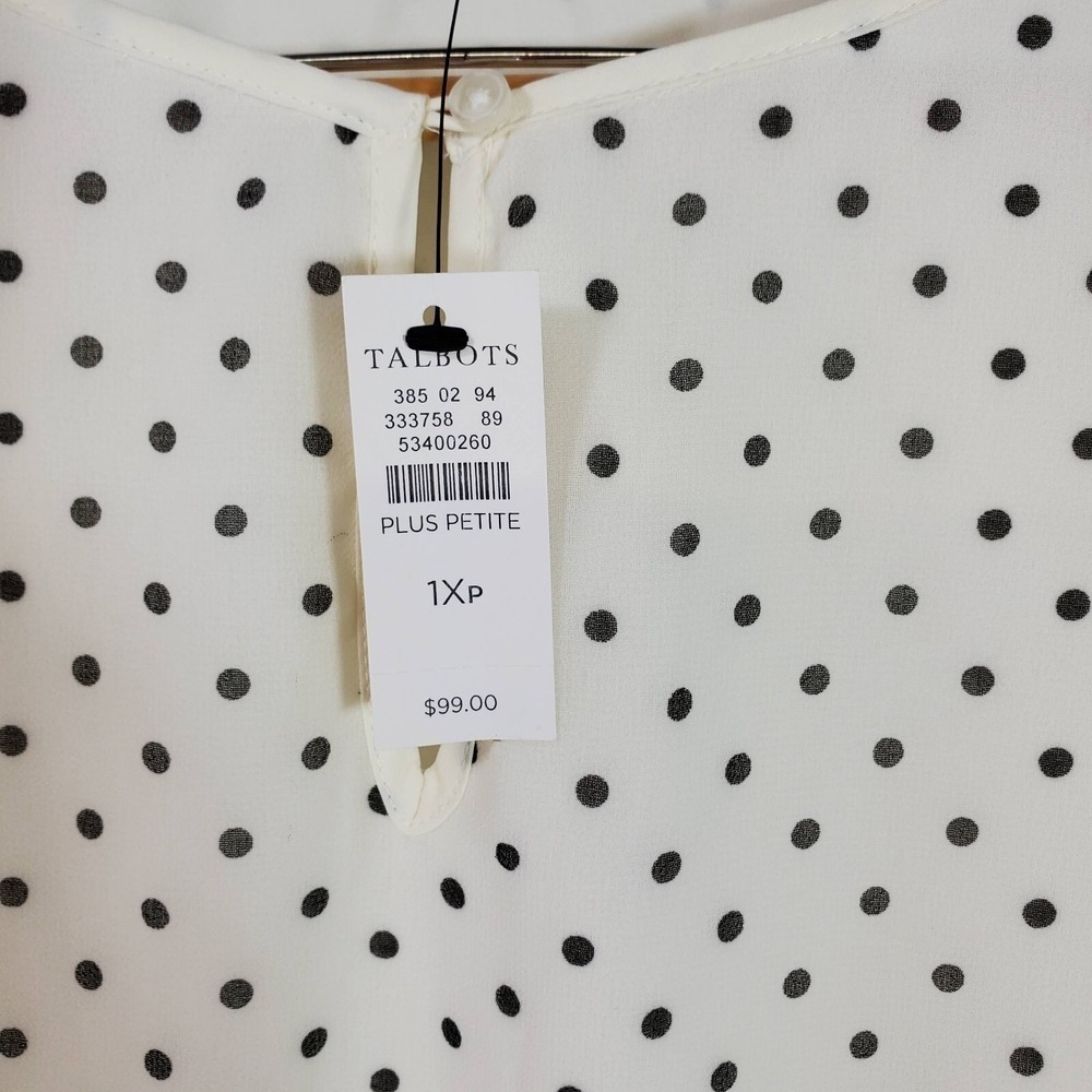 NWT Polka Dot Blouse Plus Size 1XP Sheer Pleated Slv Fairy Twee Soft Girl Talbot - Picture 4 of 10